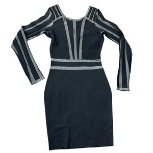 Guess Long Sleeve Knit Dress Black and Silver
